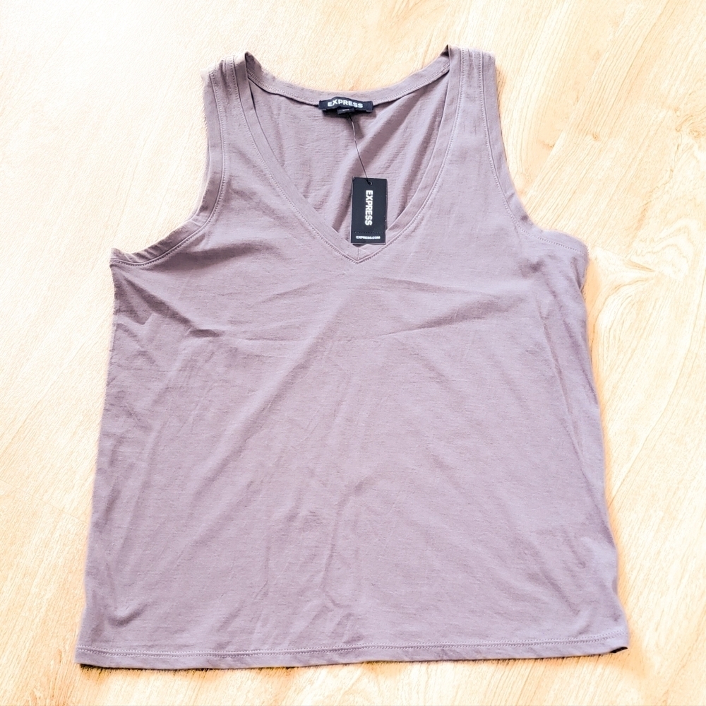 Express Purple Sleeveless Relaxed Tank Top